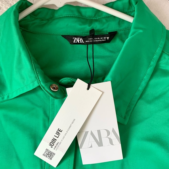NWT Zara Satin Effect Oversized Shirt Jacket Shacket green - Picture 4 of 16